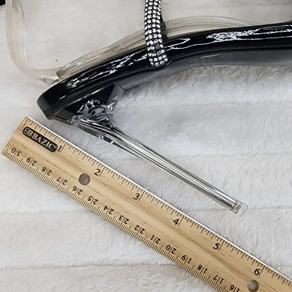 Lexton Black Patent Knotted Strap Rhinestone Stiletto High Heels Sandal … - Picture 9 of 9